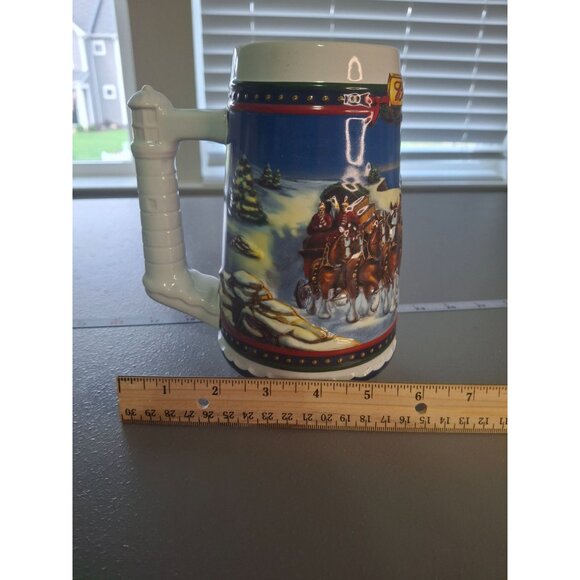 2002 Budweiser Guiding The Way Home Holiday Beer Stein Clydesdale CS529 Vintage - Picture 7 of 9